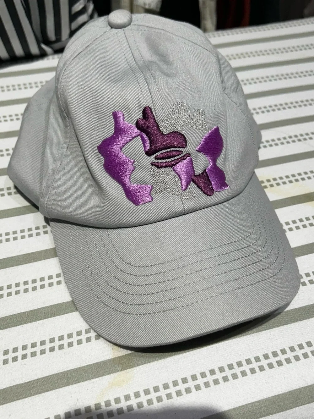 Youth Gray Baseball Cap with Purple Embroidered Accent
